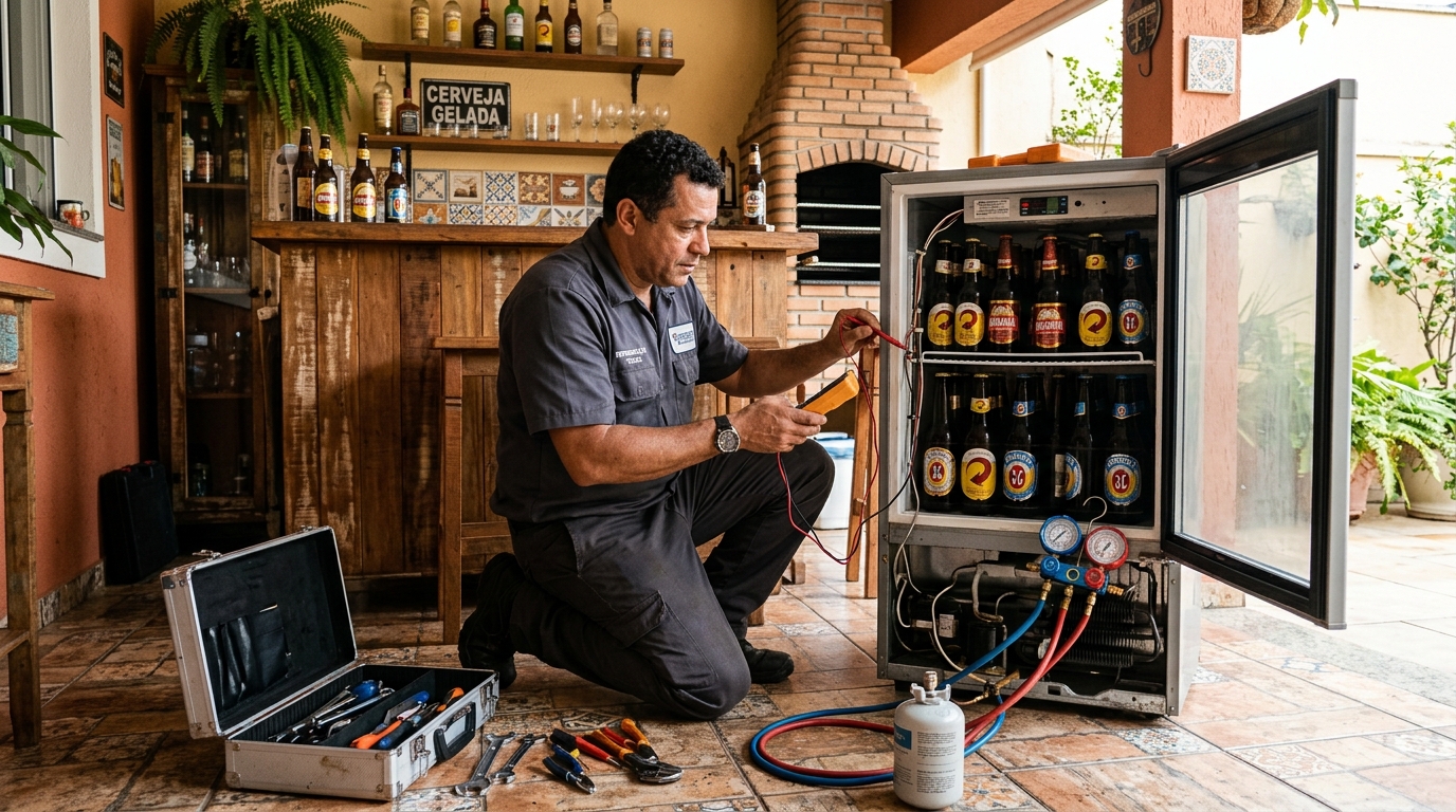 Recarga de gás refrigerante em cervejeira em atendimento em Guarulhos‑SP